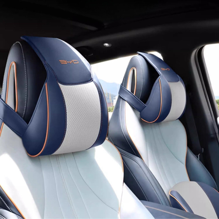 For BYD Premium Leather Headrest & Lumbar Pillow Set (2-Pcs)