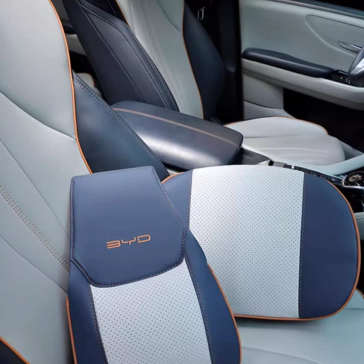 For BYD Premium Leather Headrest & Lumbar Pillow Set (2-Pcs)