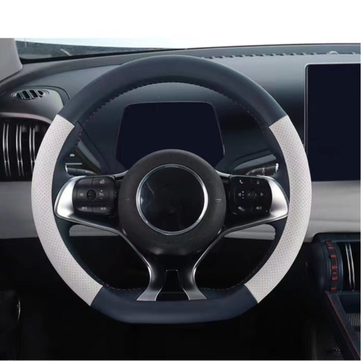 For BYD Atto 3 Microfiber Leather Sports D-shaped Car Steering Wheel Cover