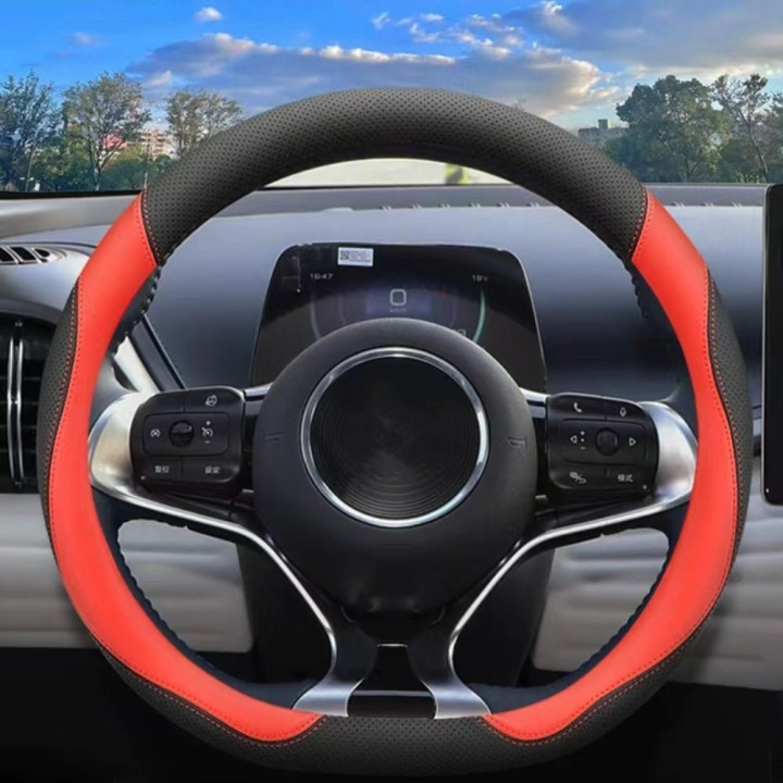 For BYD Atto 3 Microfiber Leather Sports D-shaped Car Steering Wheel Cover