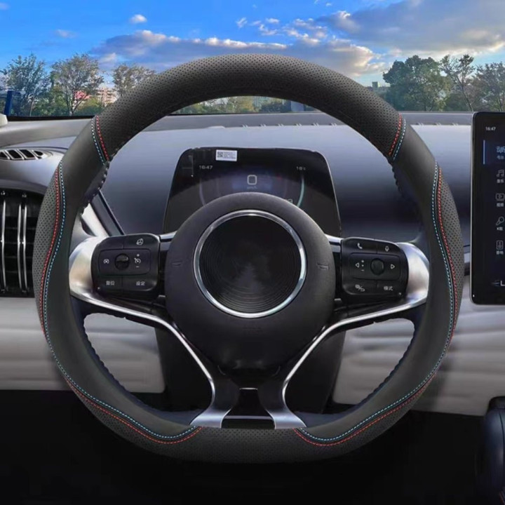 For BYD Atto 3 Microfiber Leather Sports D-shaped Car Steering Wheel Cover