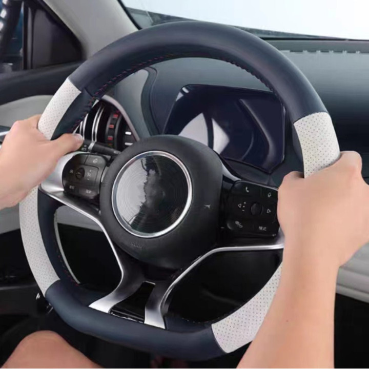For BYD Atto 3 Microfiber Leather Sports D-shaped Car Steering Wheel Cover