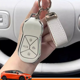 TPU Leather Metal Key Fob Cover for Xpeng G6 G9 P7