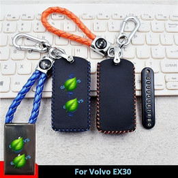 Leather Car Bluetooth Key Case Car Keychain for Volvo EX30