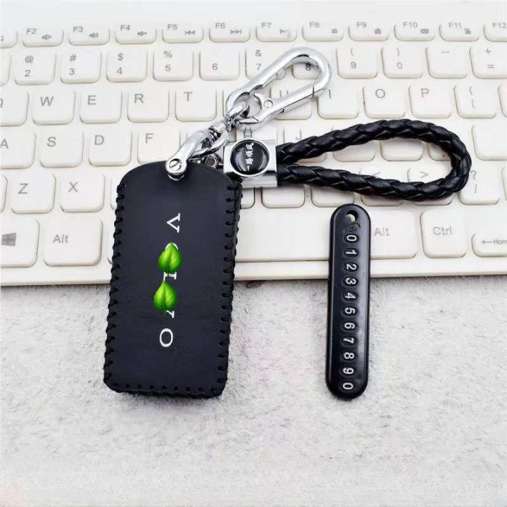 Leather Car Bluetooth Key Case Car Keychain for Volvo EX30