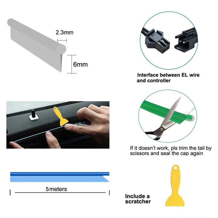 Listwa świetlna EL 5 m USB do BYD Atto 2/3, Dolphin, Seal – zdjęcie 15